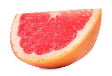 Cut ripe grapefruit isolated on white. Citrus fruit