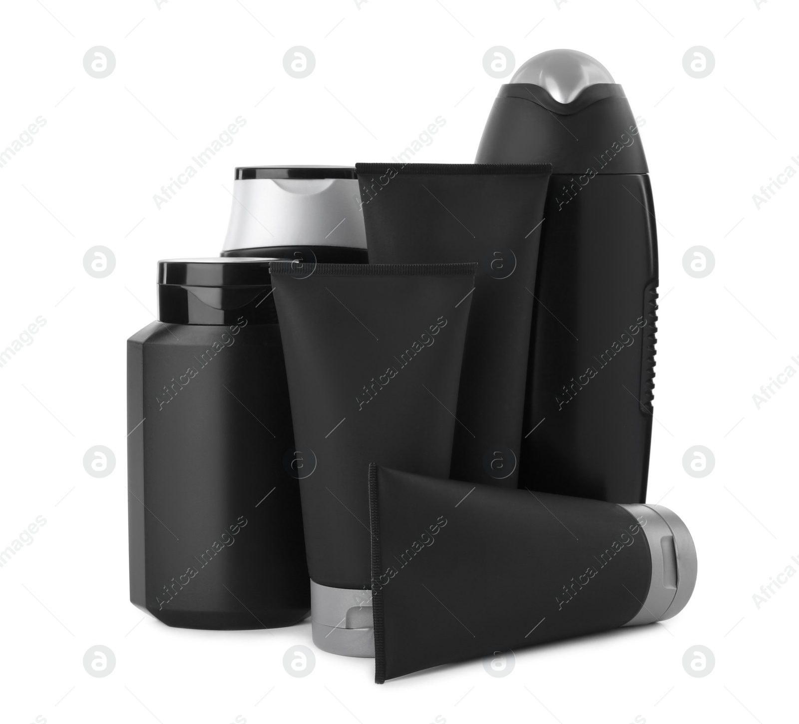 Photo of Set of men's cosmetic products on white background