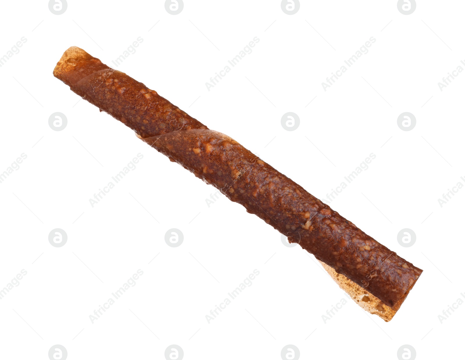 Photo of Delicious fruit leather roll isolated on white