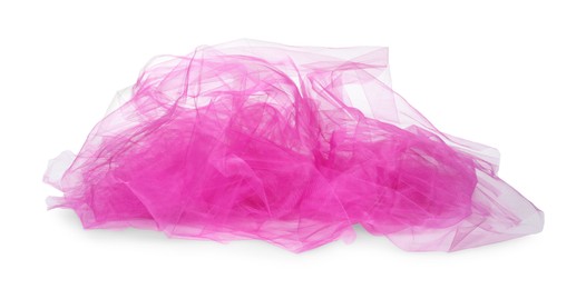 Beautiful pink tulle fabric on white background