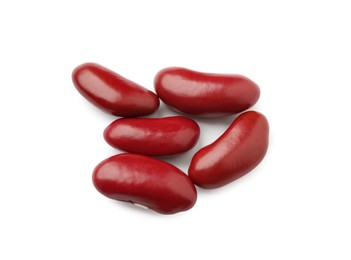 Raw red kidney beans isolated on white, top view