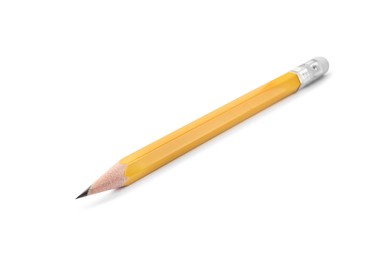Photo of Sharp graphite pencil isolated on white. School stationery