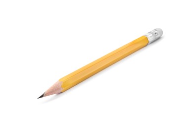 Sharp graphite pencil isolated on white. School stationery