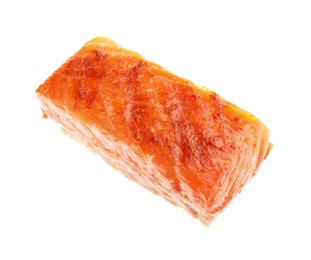 Photo of Piece of tasty grilled salmon isolated on white