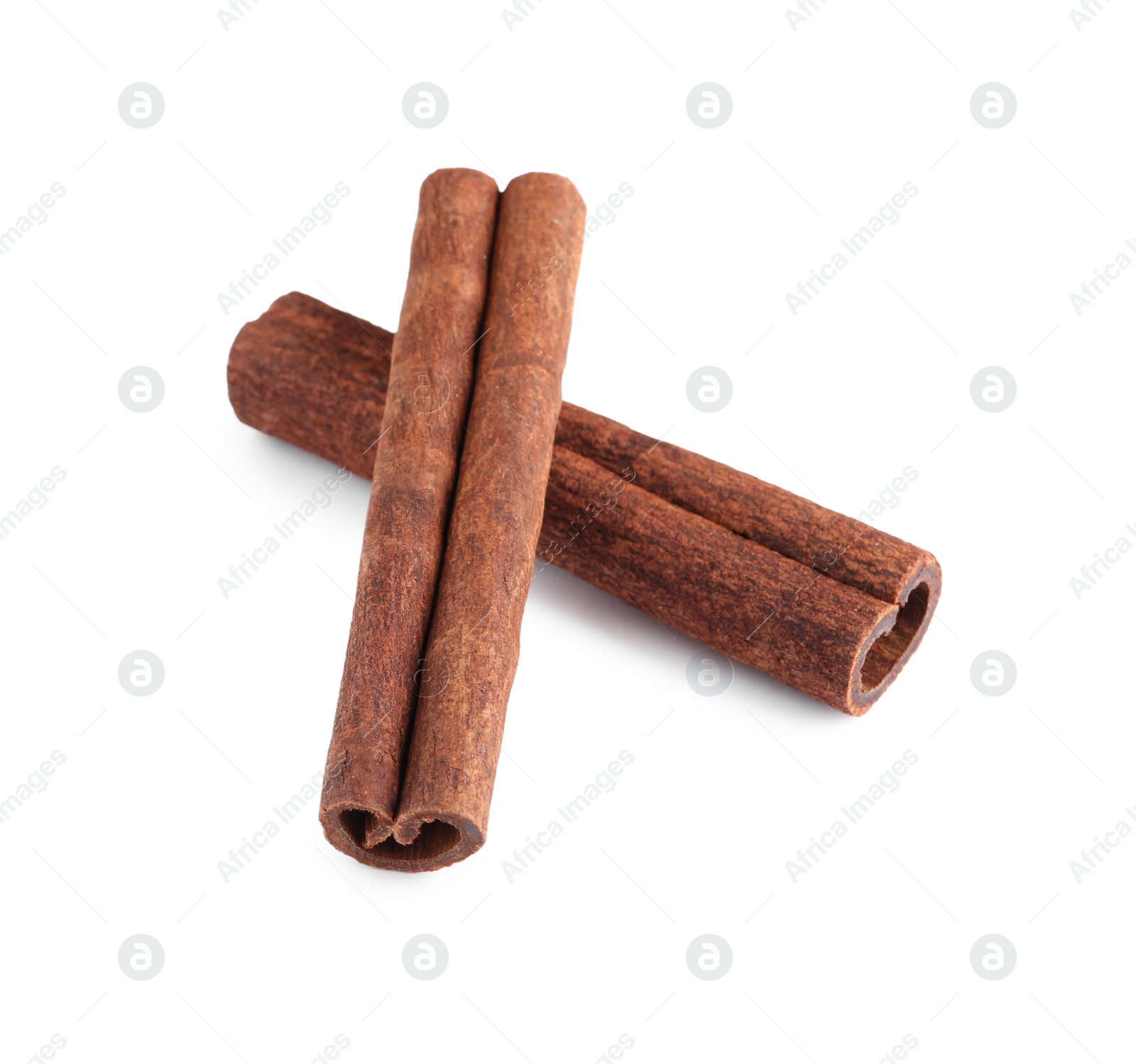 Photo of Two aromatic cinnamon sticks isolated on white