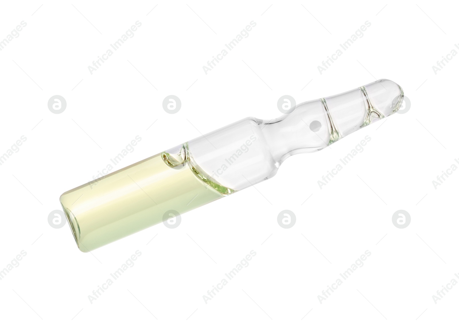 Photo of Glass ampoule with liquid isolated on white