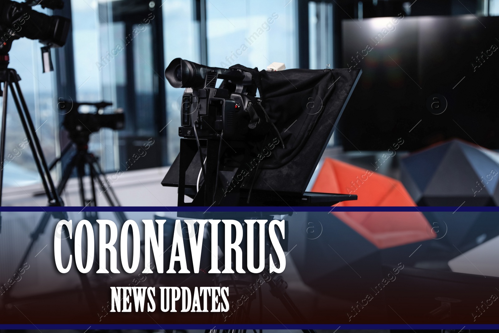 Image of Modern video recording studio. Coronavirus pandemic - latest updates