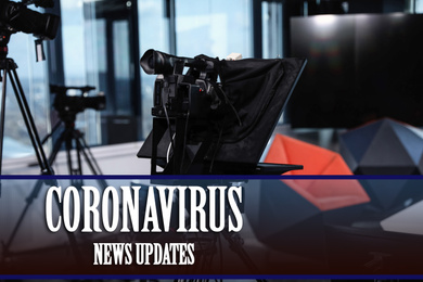 Image of Modern video recording studio. Coronavirus pandemic - latest updates