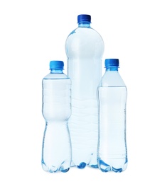 Plastic bottles with water isolated on white