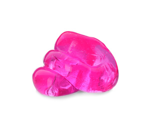 Photo of Pink slime with glitter isolated on white. Antistress toy