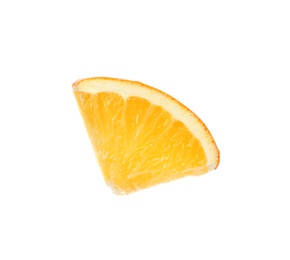 Photo of Fresh juicy orange slice isolated on white