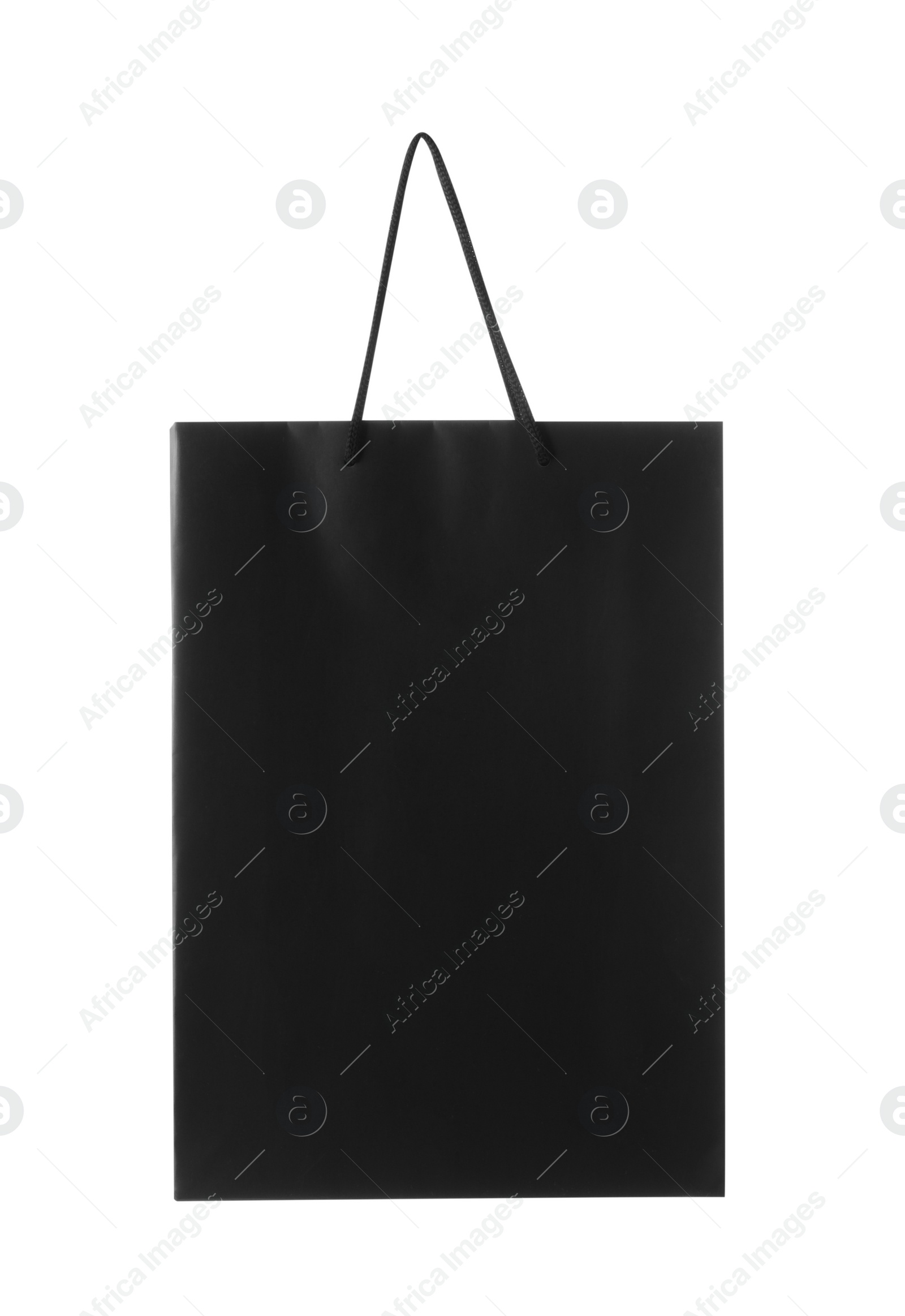 Photo of One black paper bag isolated on white