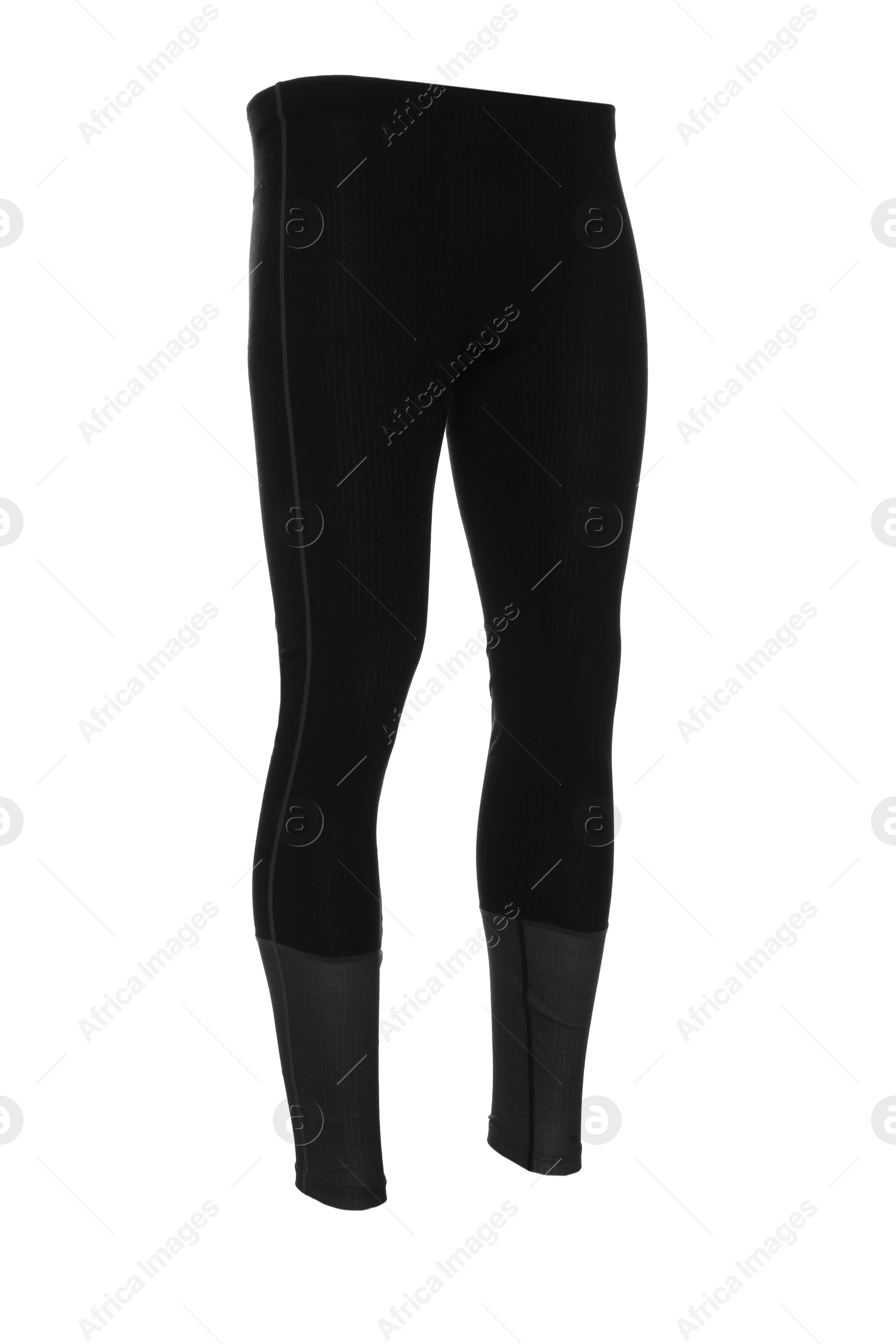 Photo of Thermal underwear pants isolated on white. Winter sport clothes