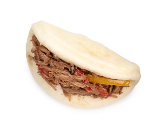 Delicious gua bao isolated on white, top view