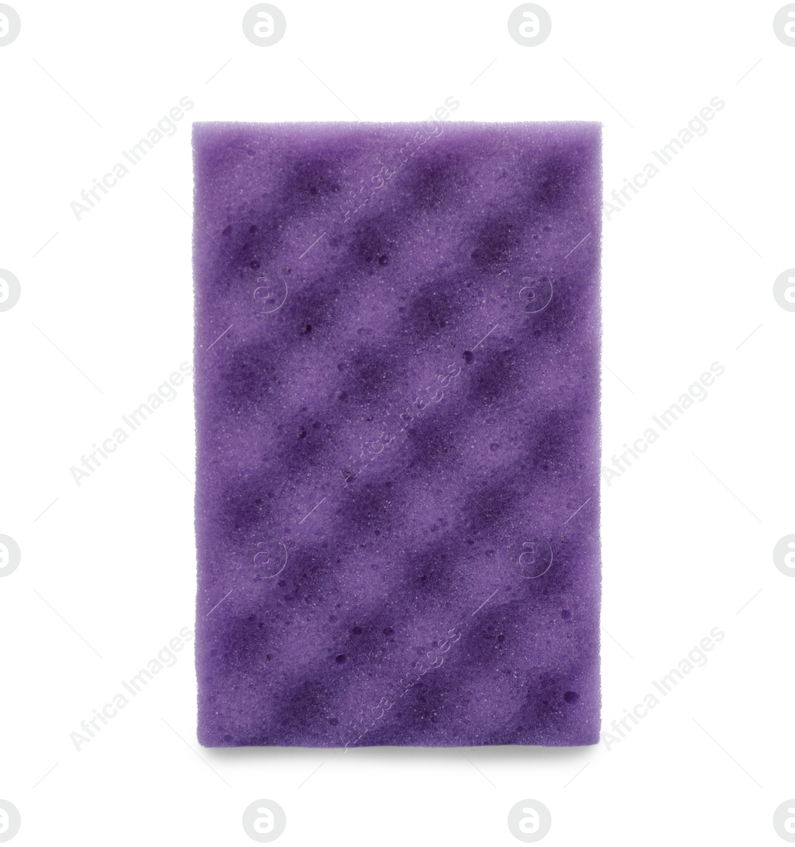 Photo of Purple washing sponge isolated on white. Cleaning supplies