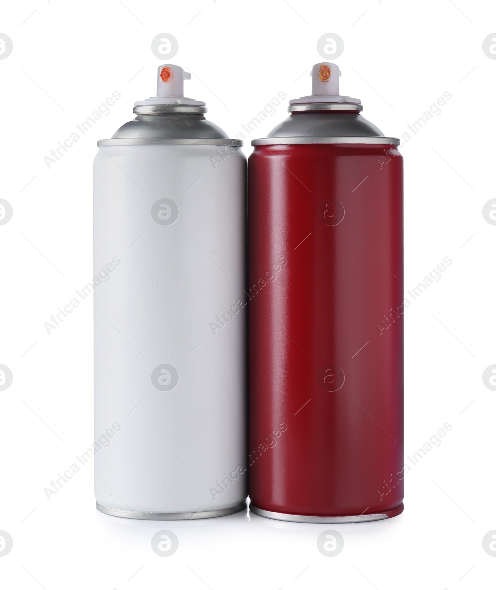 Photo of Two spray paint cans isolated on white