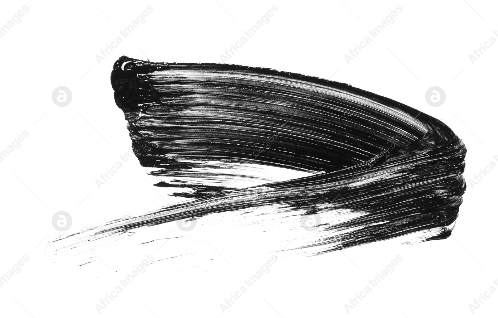 Photo of Smear of black mascara isolated on white, top view