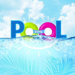 Image of Bright summer swimming pool party advertising poster