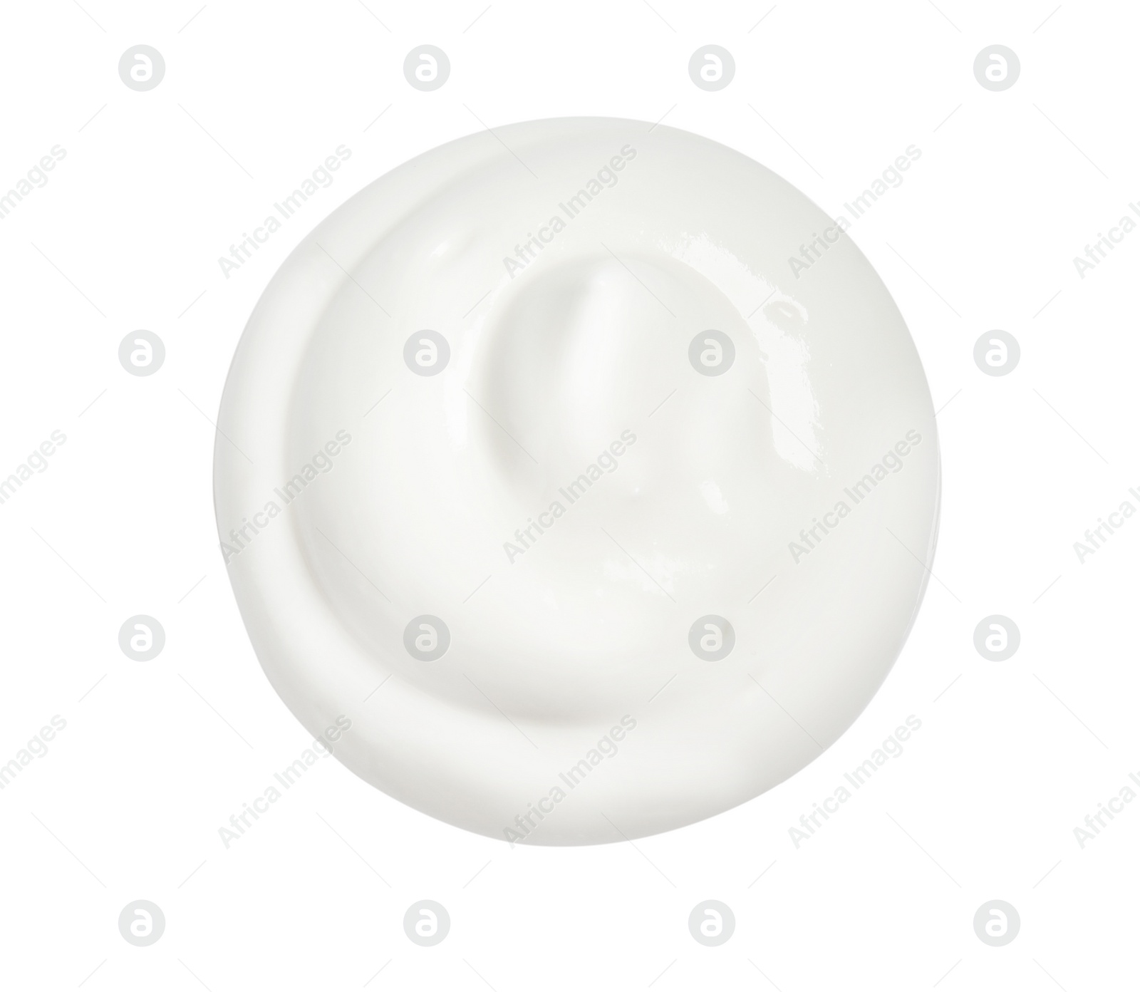 Photo of Sample of creamy yogurt on white background