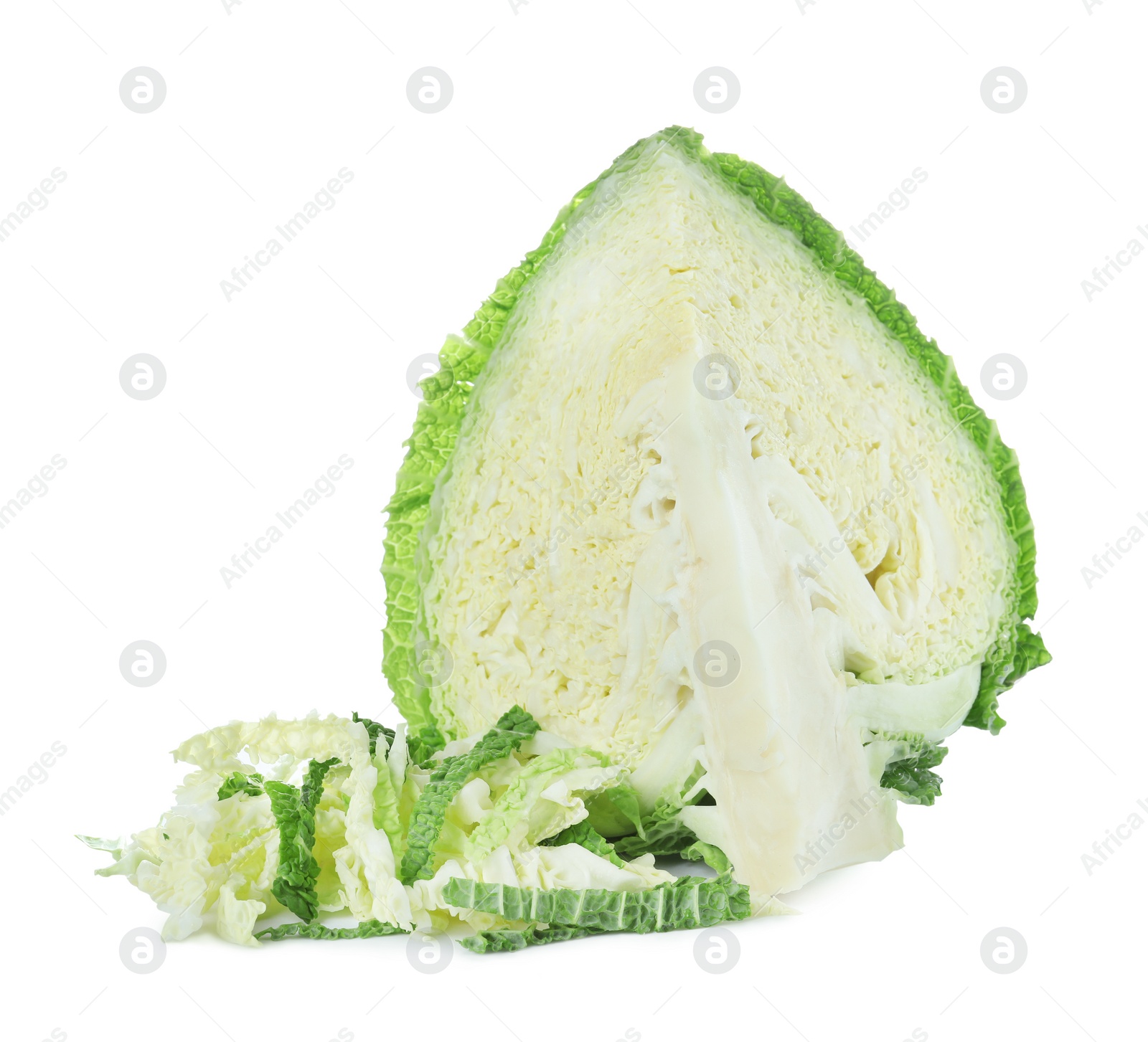 Photo of Fresh ripe savoy cabbage isolated on white