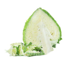 Photo of Fresh ripe savoy cabbage isolated on white