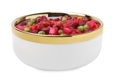 Delicious fresh vinaigrette salad isolated on white