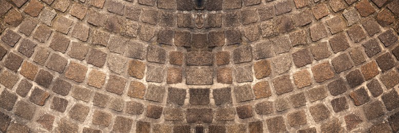 Stone tiled surface as background, top view. Banner design