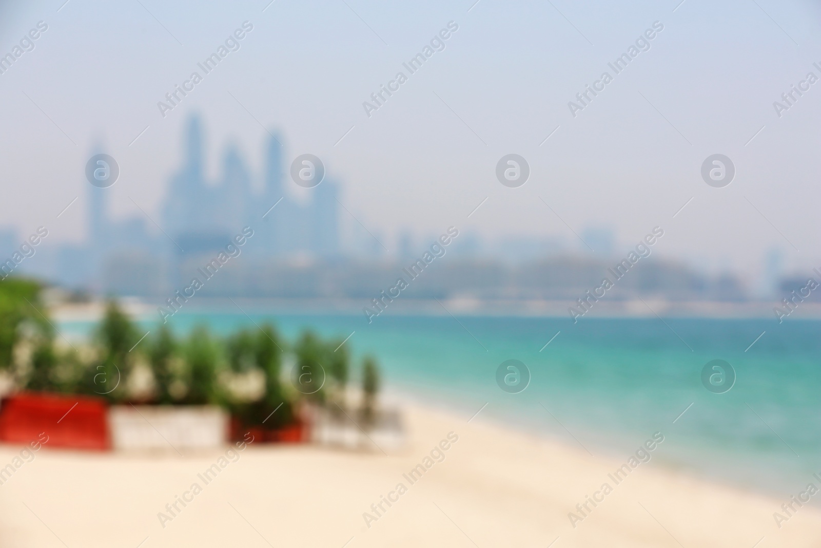 Photo of Blurred view of tropical resort on sunny day