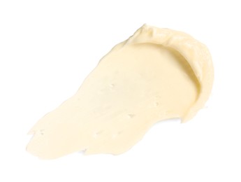 Photo of Tasty butter on white background, top view