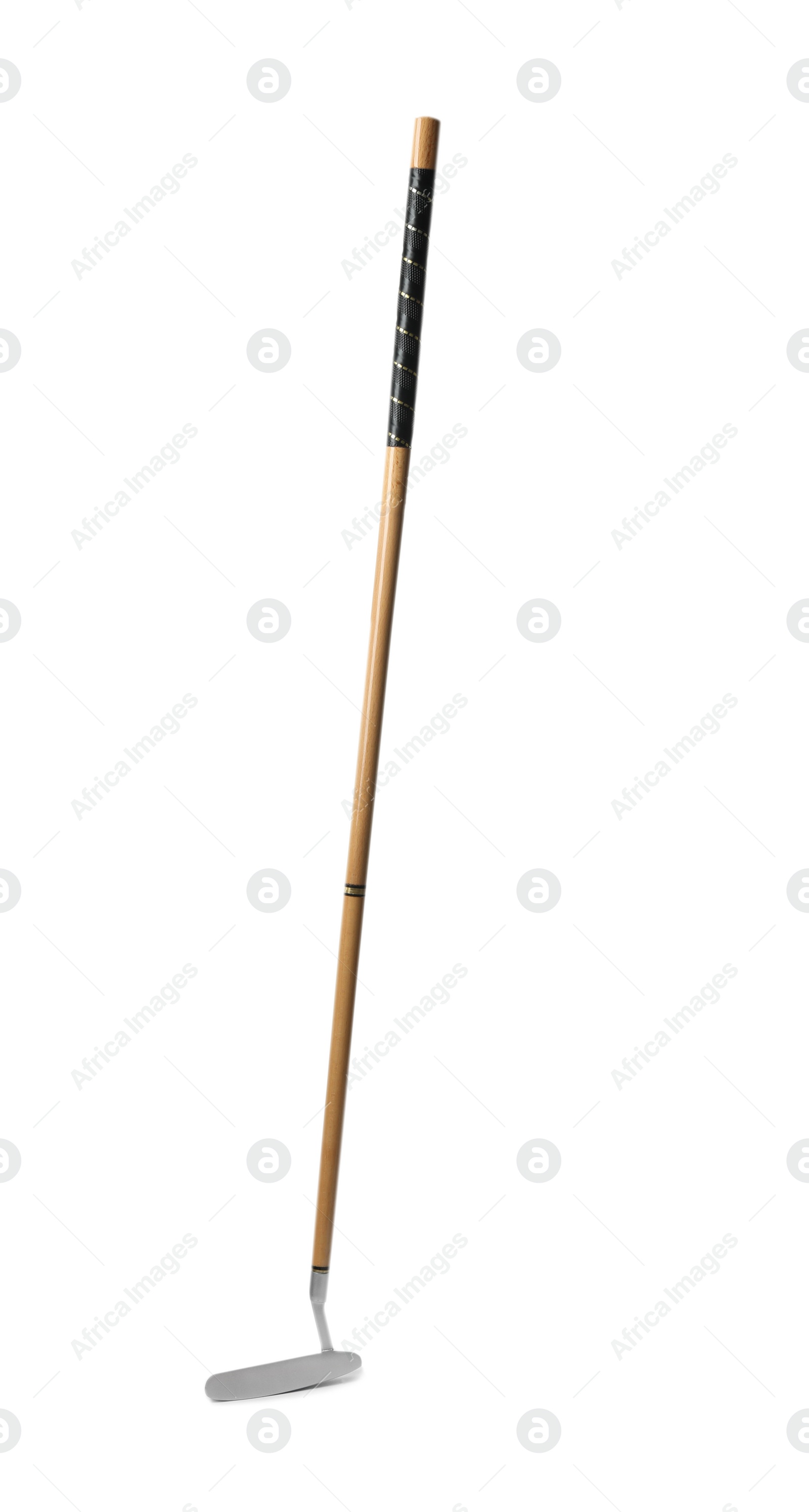 Photo of Golf club on white background. Sport equipment