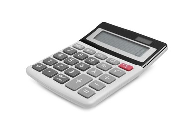 Modern calculator isolated on white. Office stationery