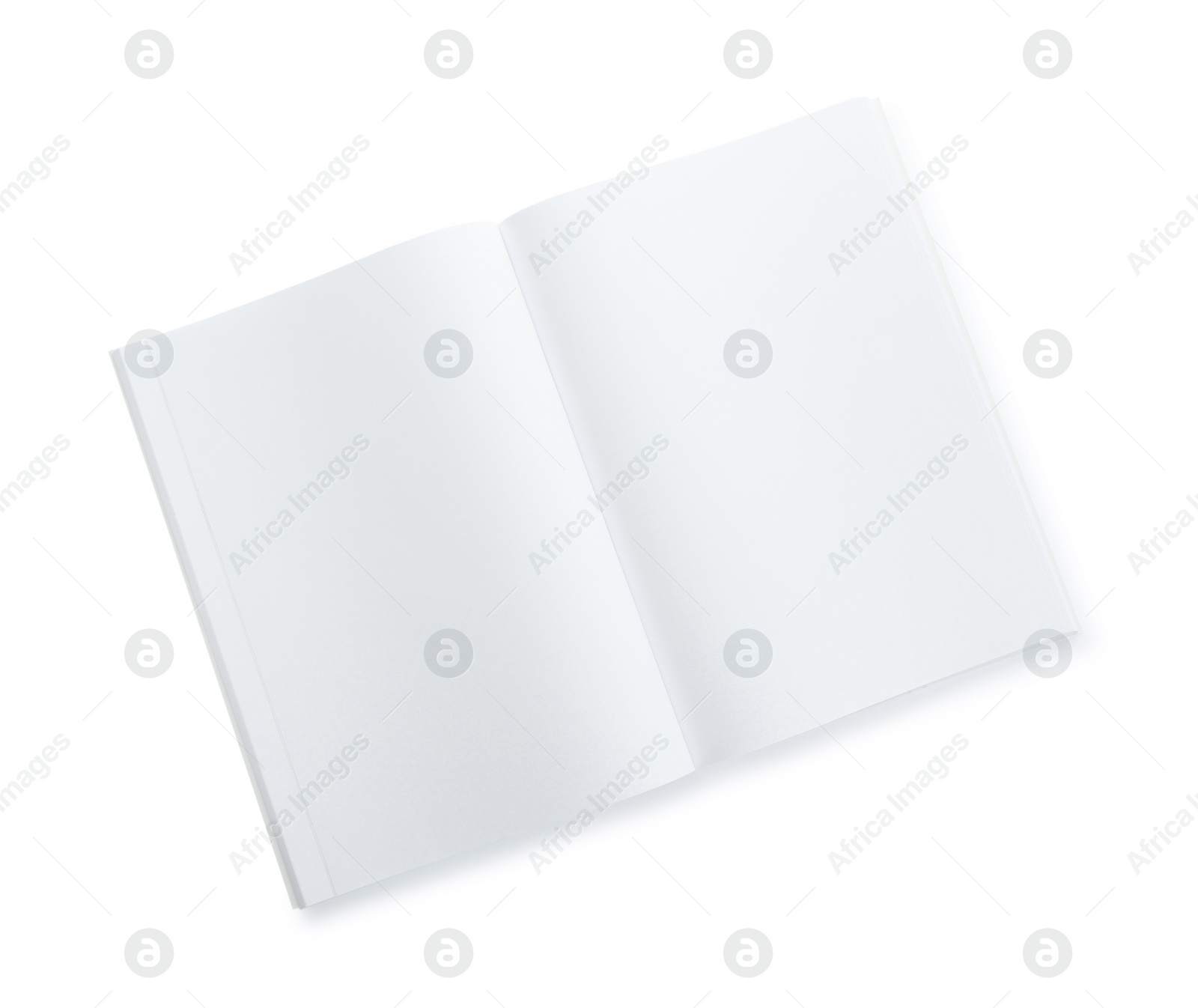 Photo of Open blank paper brochure isolated on white, top view. Mockup for design