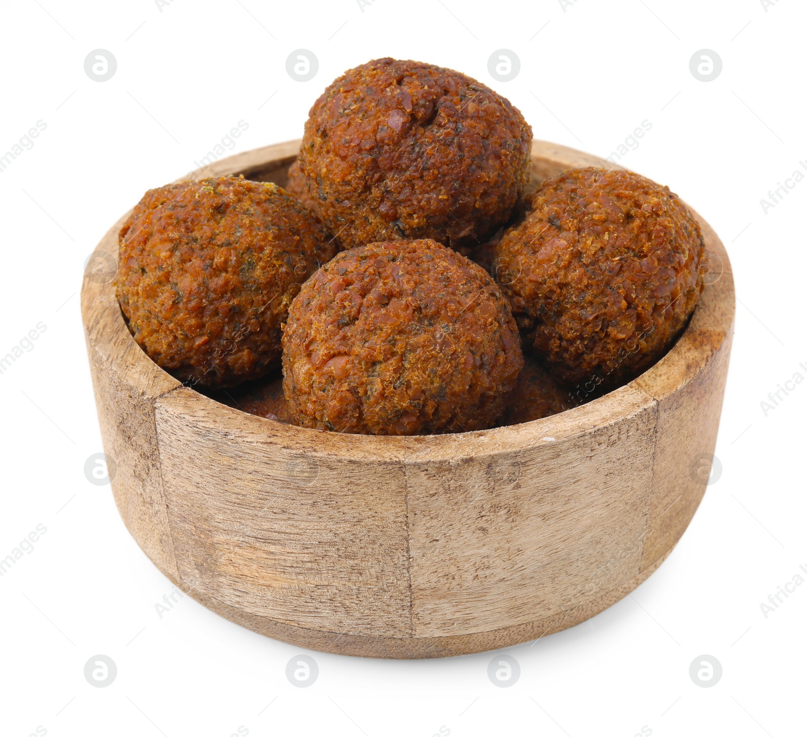 Photo of Delicious falafel balls in bowl isolated on white