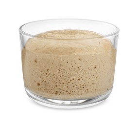 Fresh leaven in glass bowl isolated on white