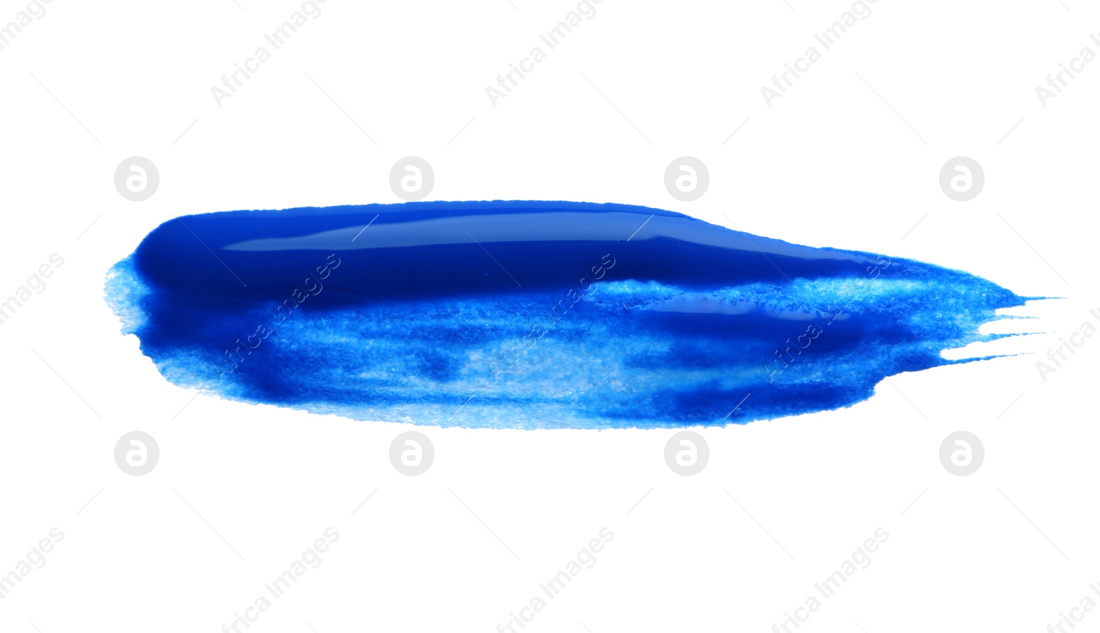 Photo of Abstract brushstroke of blue paint isolated on white