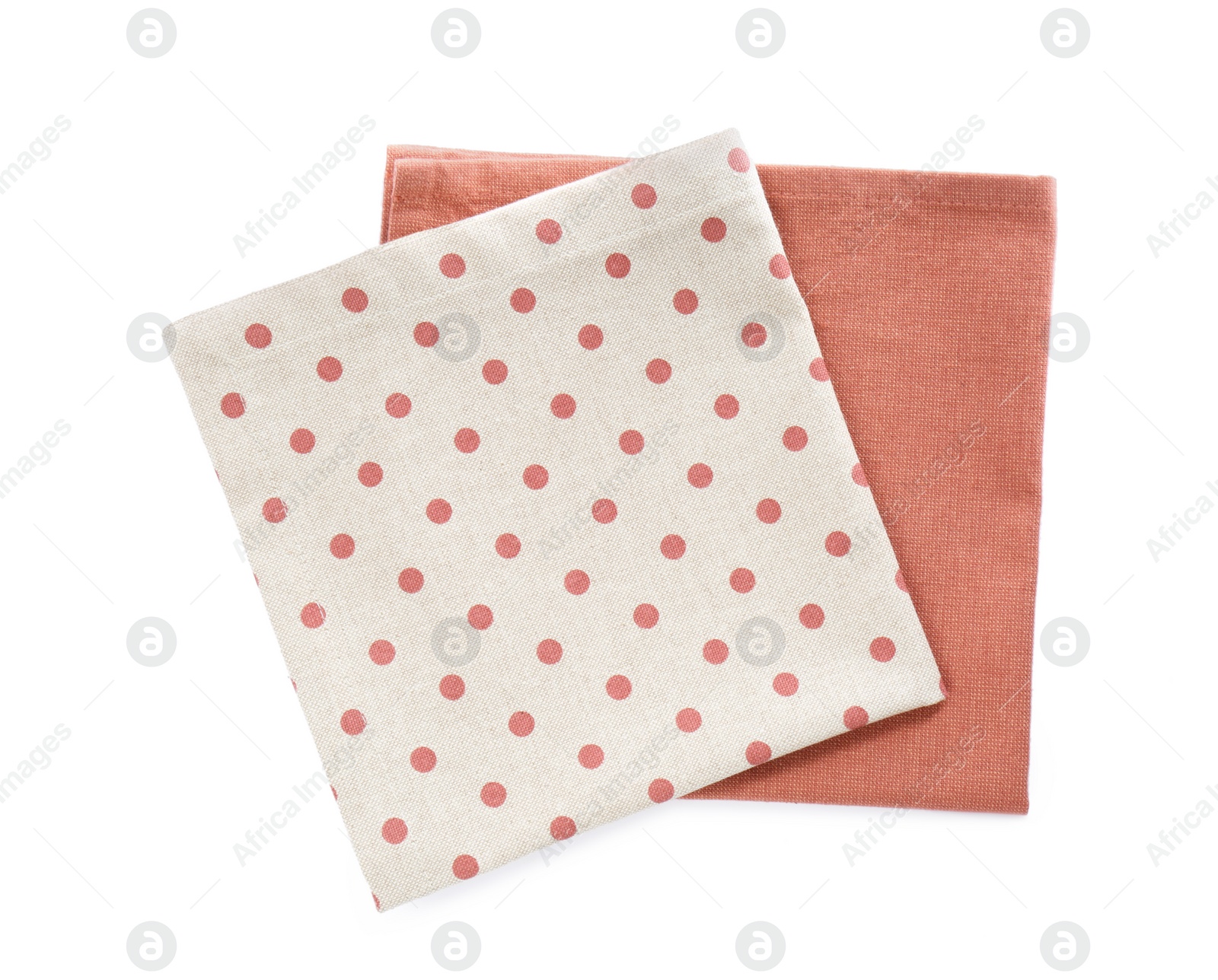 Photo of Fabric napkins for table setting isolated on white, top view