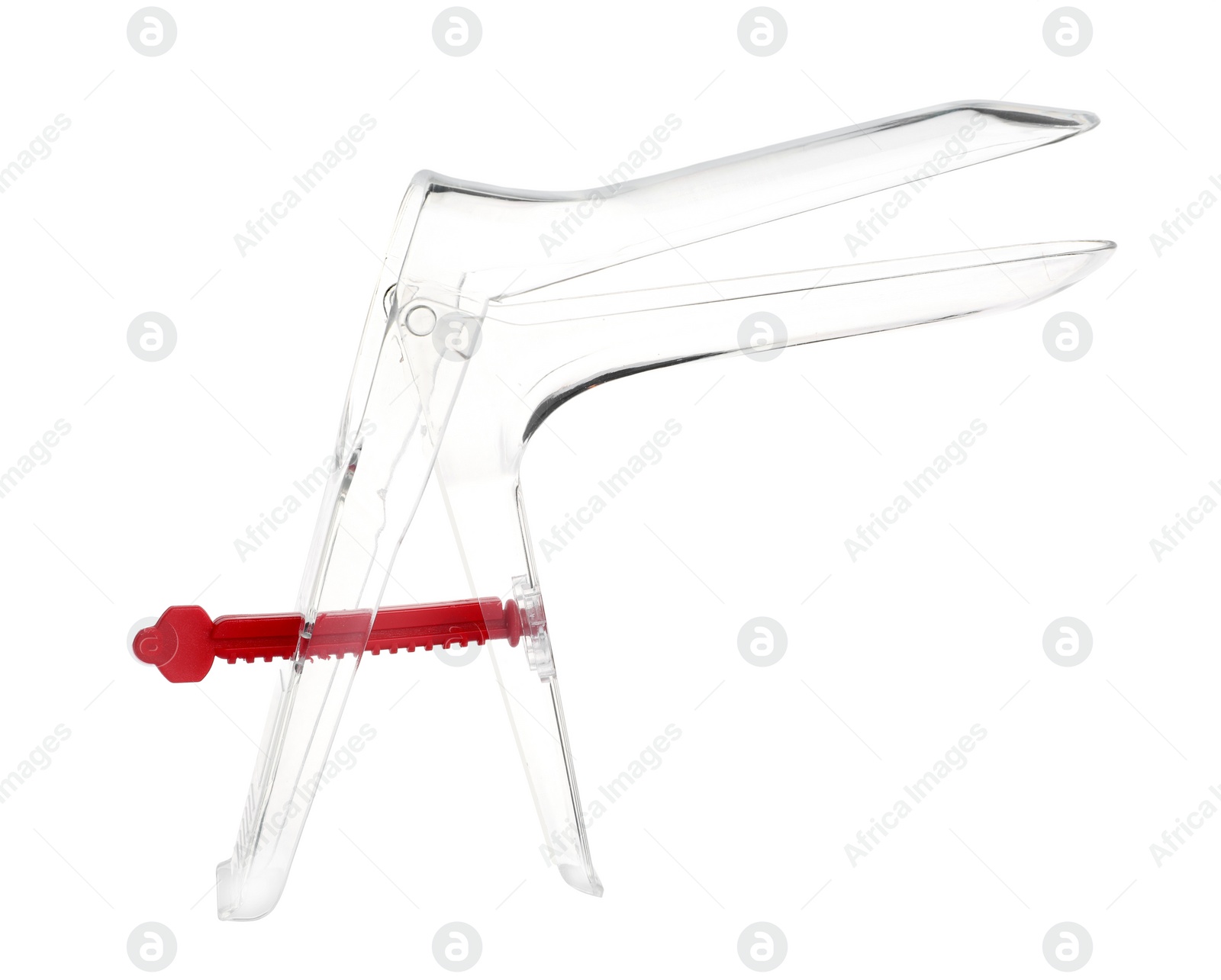 Photo of Disposable vaginal speculum isolated on white. Gynecological tool