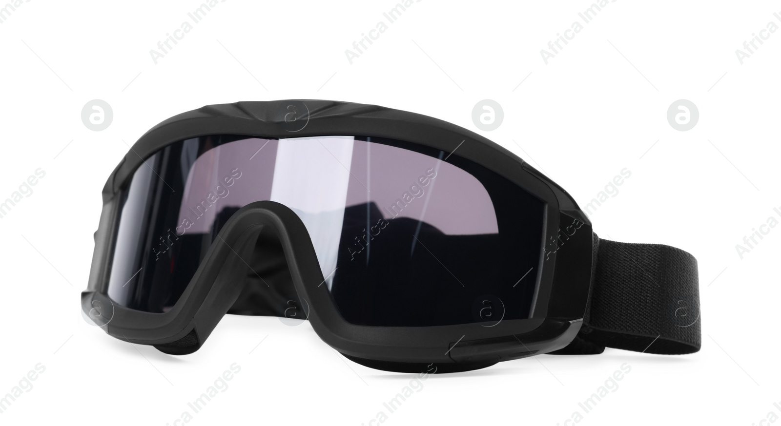 Photo of Tactical glasses isolated on white. Military training equipment