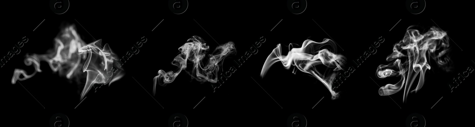 Image of Collection of white smoke on black background