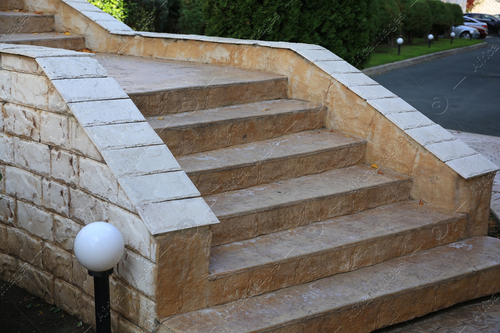 Photo of View of beautiful old stone stairs outdoors