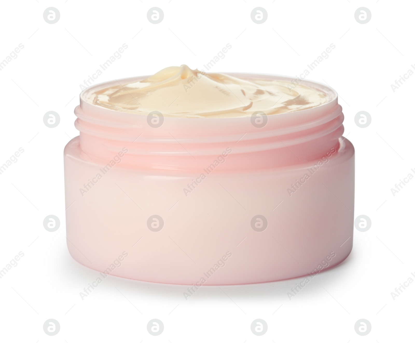 Photo of Jar with hand cream on white background