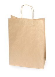 Photo of Empty shopping paper bag isolated on white