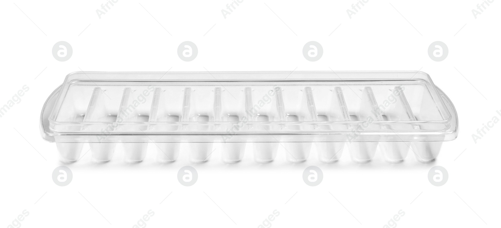 Photo of Empty ice cube tray on white background