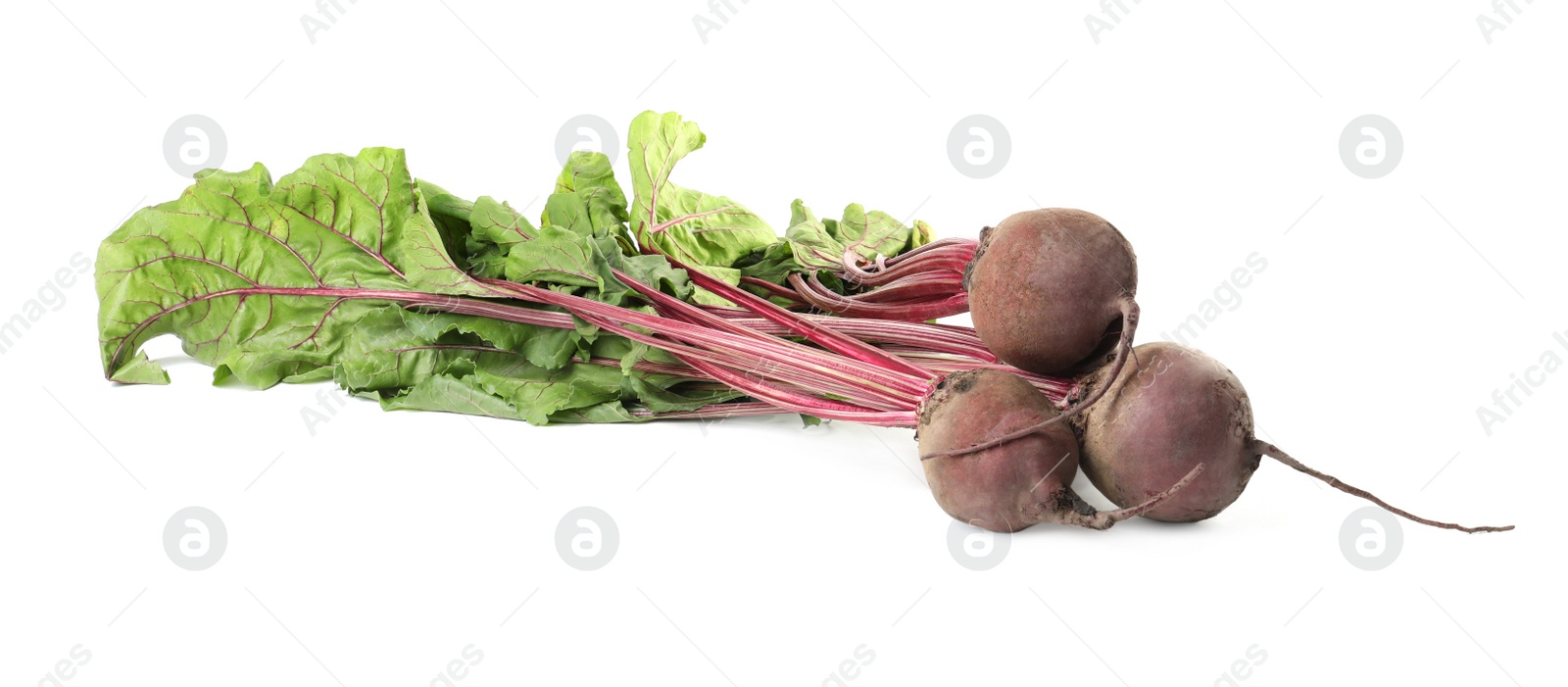 Photo of Raw ripe beets with leaves isolated on white