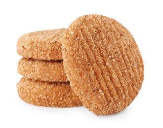 Photo of Stack of vegan cutlets with breadcrumbs isolated on white