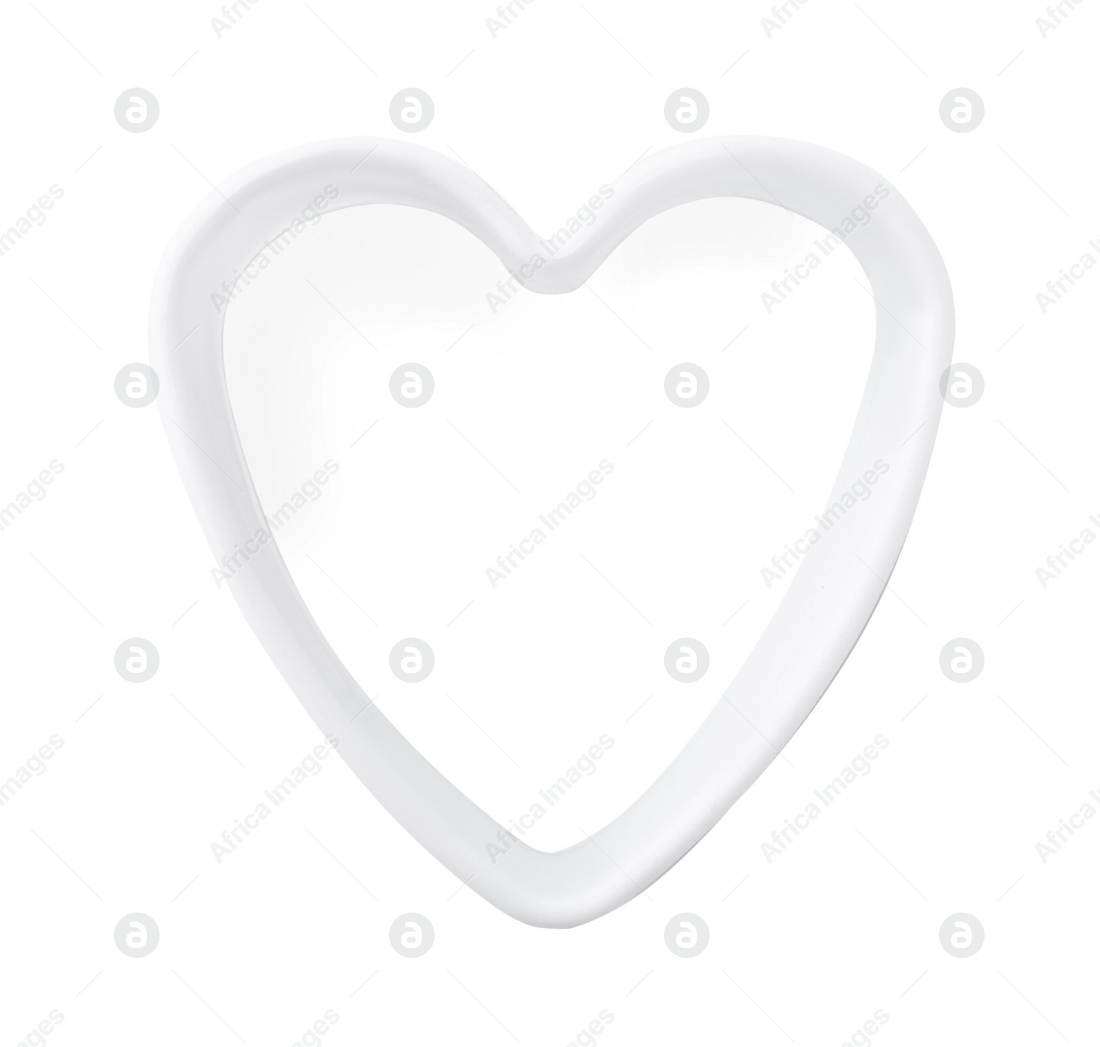 Photo of Heart shaped cookie cutter on white background, top view