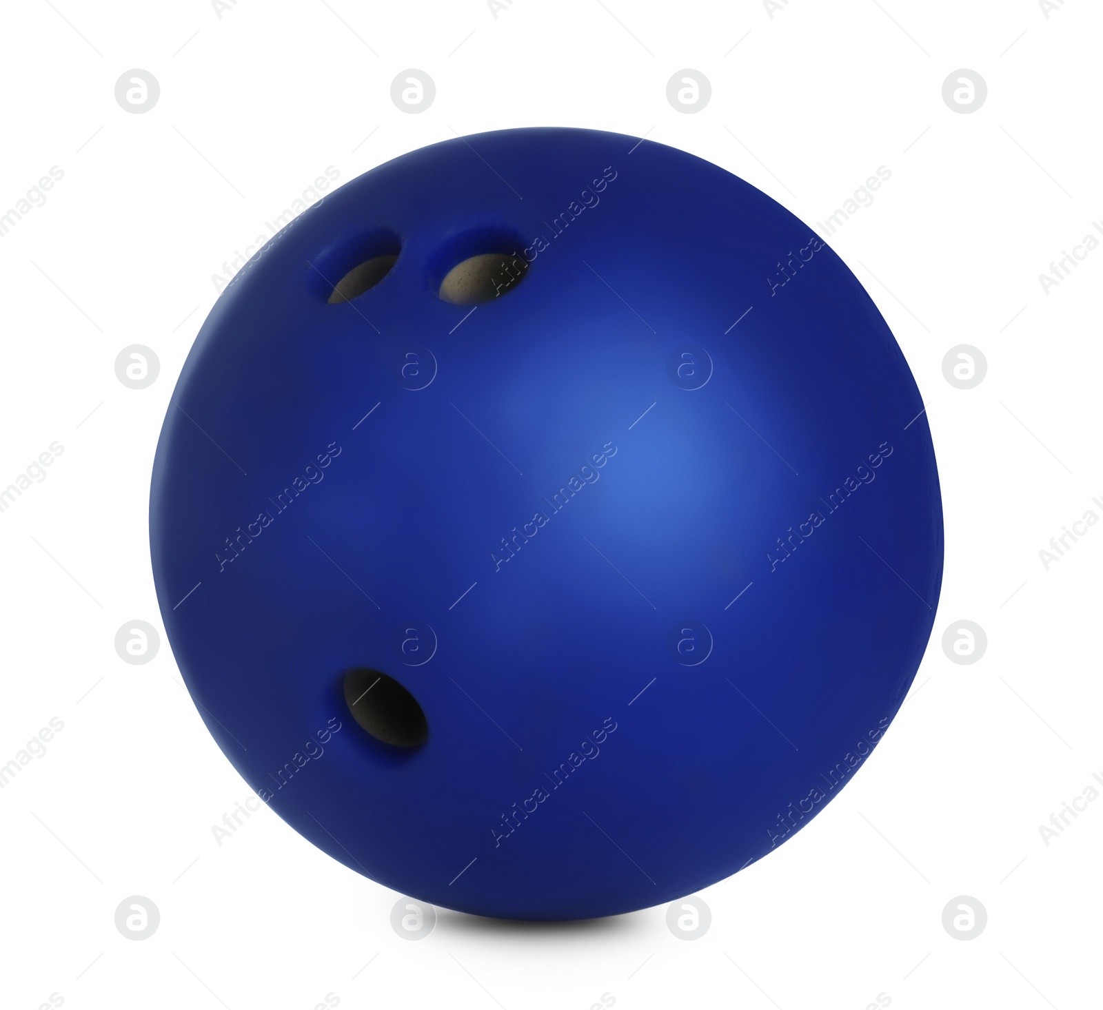 Photo of Modern blue bowling ball isolated on white