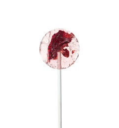 Sweet colorful lollipop with berries isolated on white