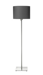 Photo of Stylish grey floor lamp isolated on white