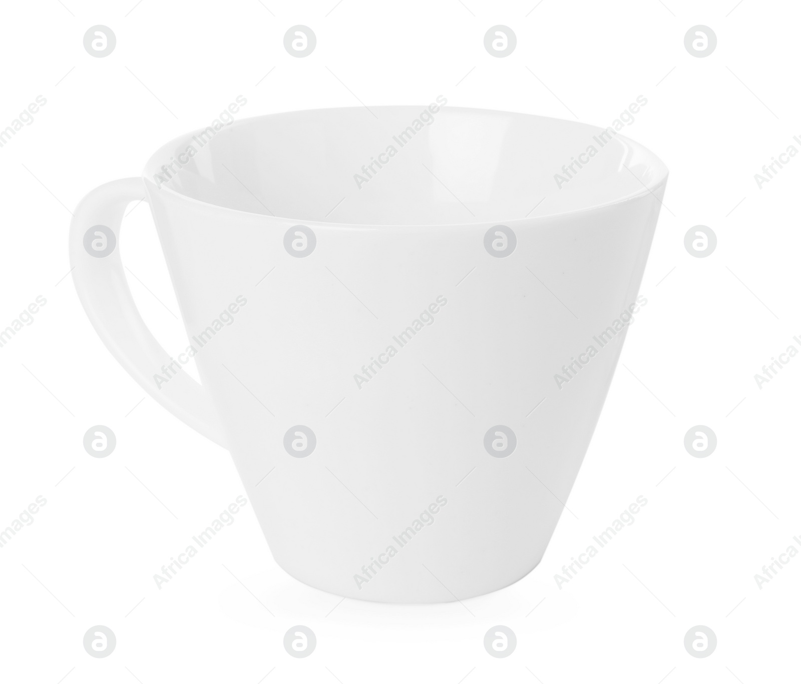 Photo of Ceramic cup isolated on white. Cooking utensil